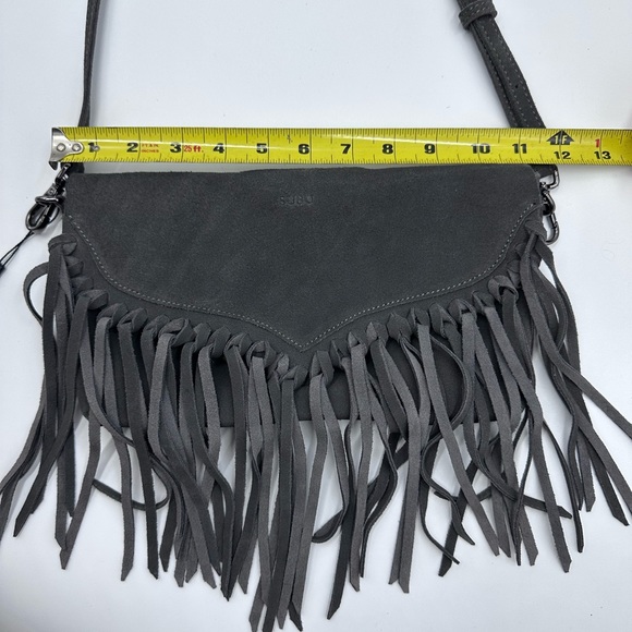 Susu crossbody suede leather fringe grey purse NWT - Picture 5 of 9